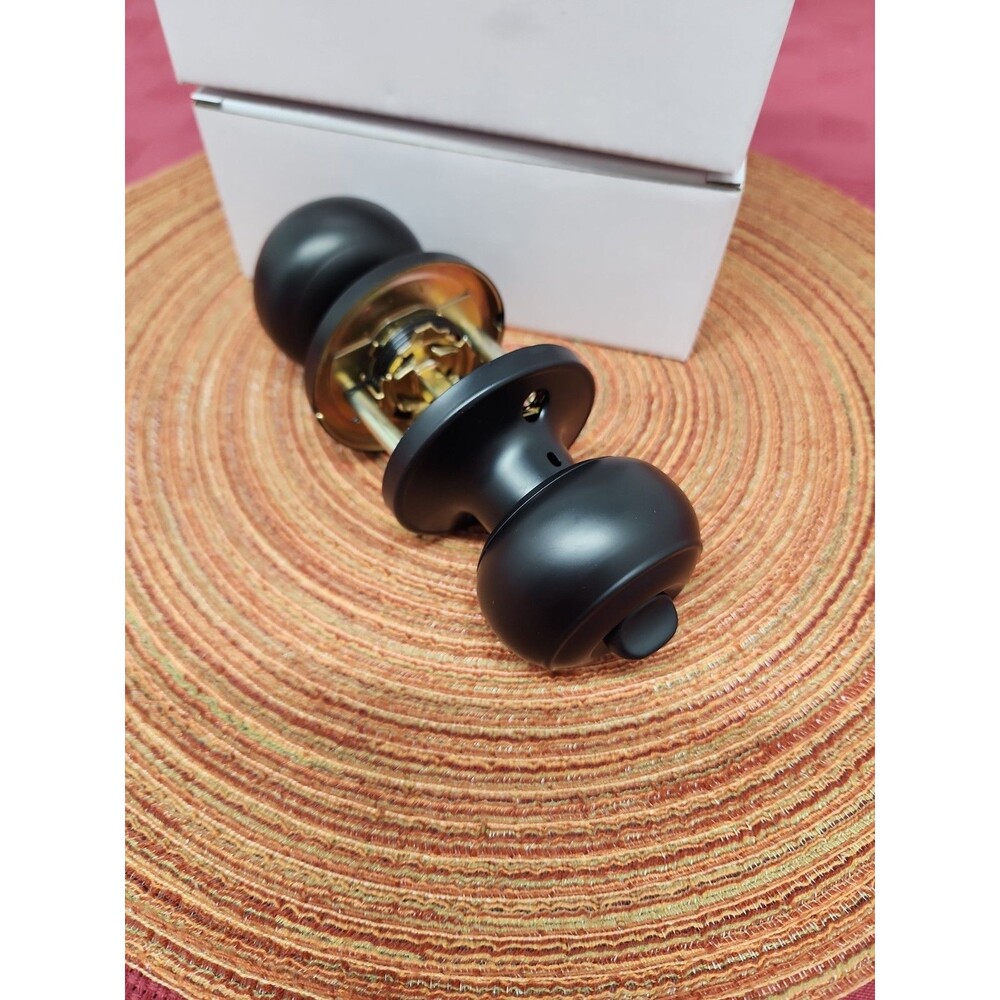 Privacy Door Knob Set Of 2Jet Black Metal Easy Installation Bedroom/Bathroom NIB